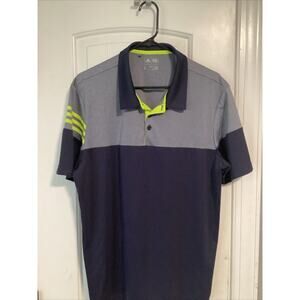 Adidas Golf Polo Shirt Size Large Short Sleeve Two Tone Blue‎ Color Block